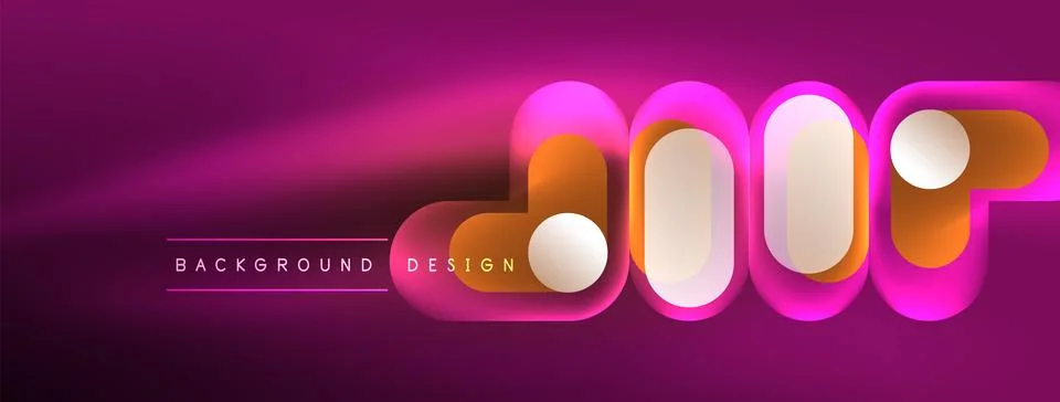 Neon circle abstract background. Template for wallpaper, banner, presentation Illustrazione stock