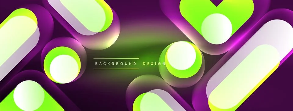 Neon circle abstract background. Template for wallpaper, banner, presentation Stock Illustration