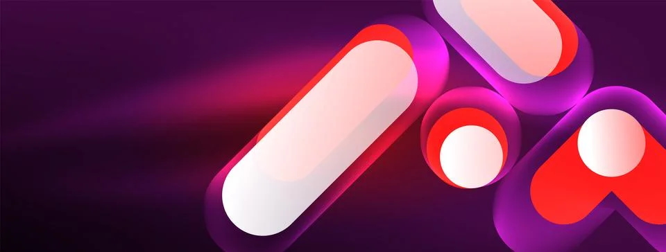 Neon circle abstract background. Template for wallpaper, banner, presentation Stock Illustration
