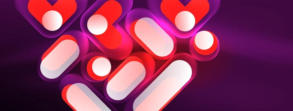Neon circle abstract background. Template for wallpaper, banner, presentation Illustrazione stock