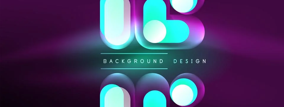 Neon circle abstract background. Template for wallpaper, banner, presentation Illustrazione stock