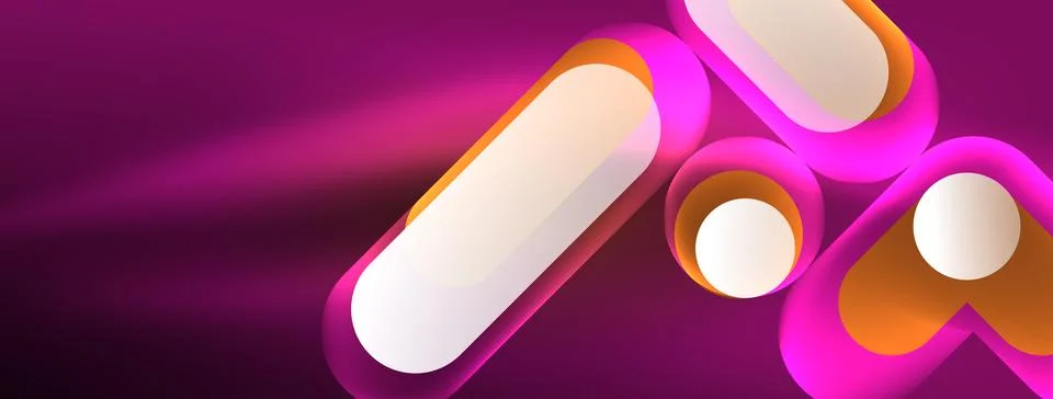 Neon circle abstract background. Template for wallpaper, banner, presentation Stock Illustration