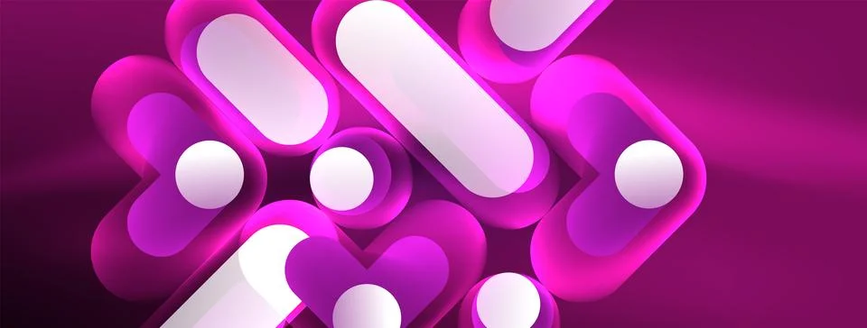 Neon circle abstract background. Template for wallpaper, banner, presentation 스톡 일러스트