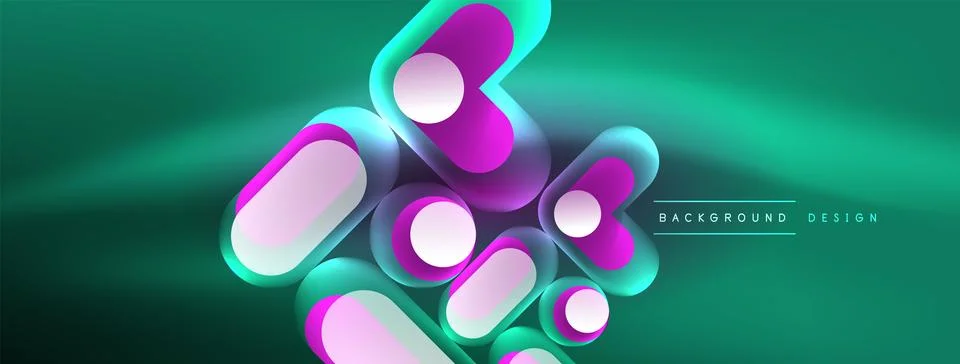 Neon circle abstract background. Template for wallpaper, banner, presentation Stock Illustration