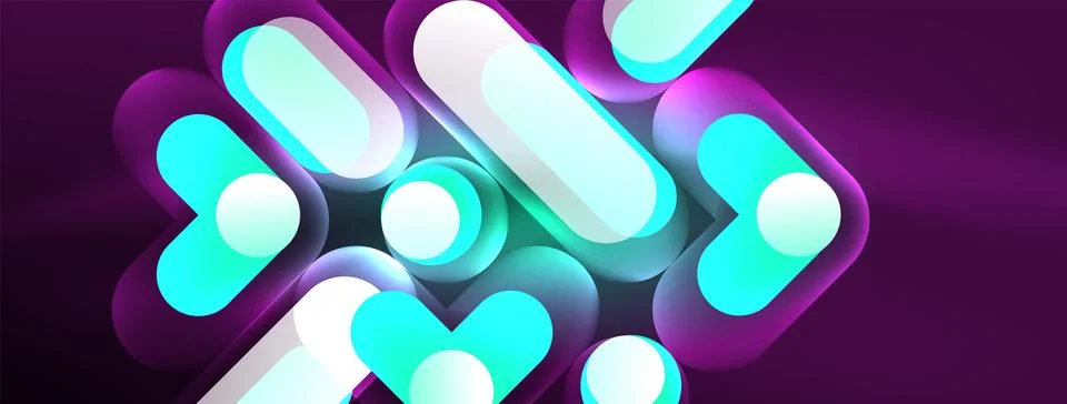 Neon circle abstract background. Template for wallpaper, banner, presentation Stock Illustration