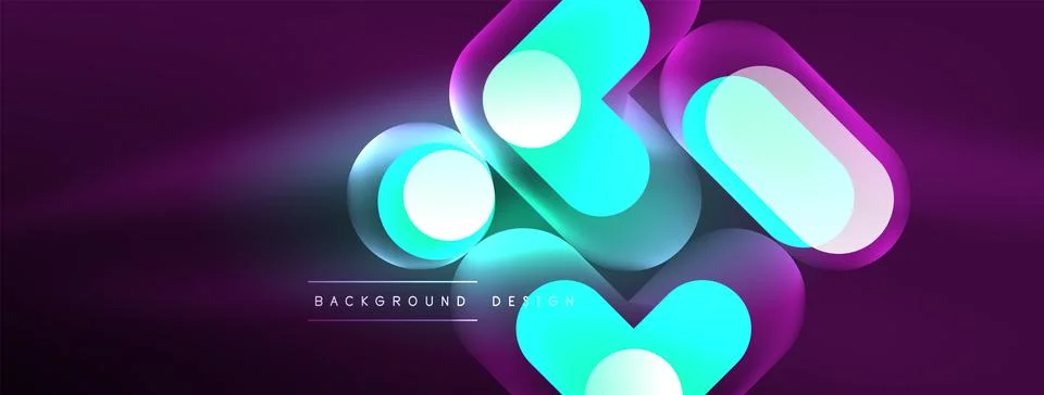 Neon circle abstract background. Template for wallpaper, banner, presentation Illustrazione stock