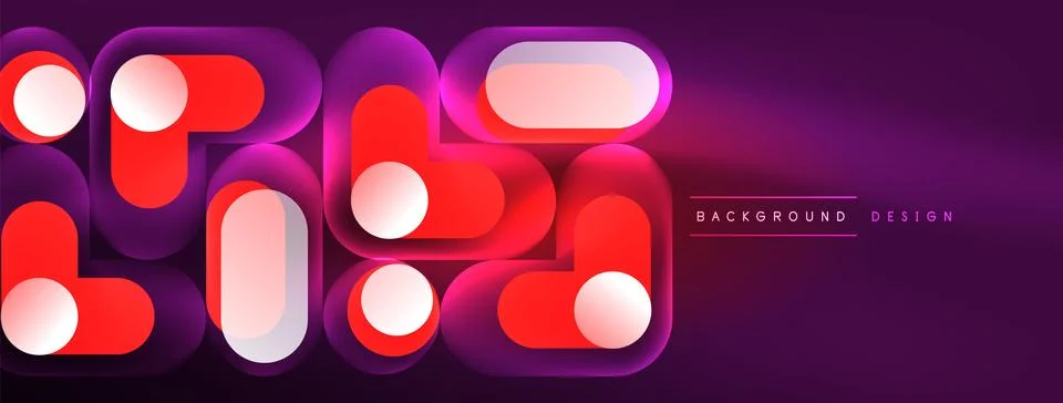 Neon circle abstract background. Template for wallpaper, banner, presentation Illustrazione stock