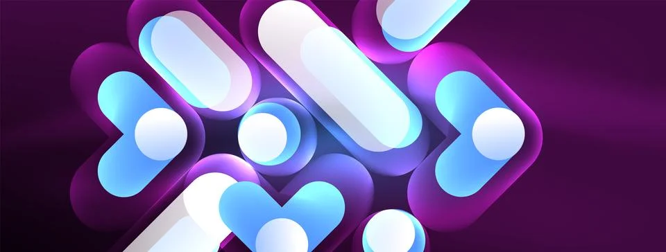 Neon circle abstract background. Template for wallpaper, banner, presentation Stock Illustration