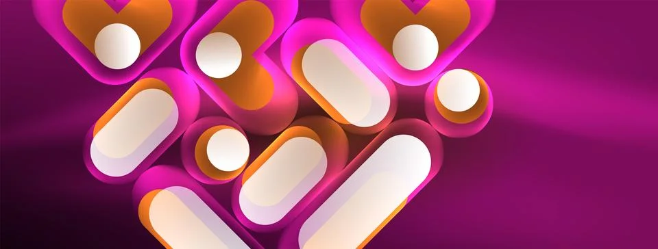 Neon circle abstract background. Template for wallpaper, banner, presentation Stock Illustration