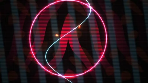Neon circle and line on digital background. Stock Footage 336247300
