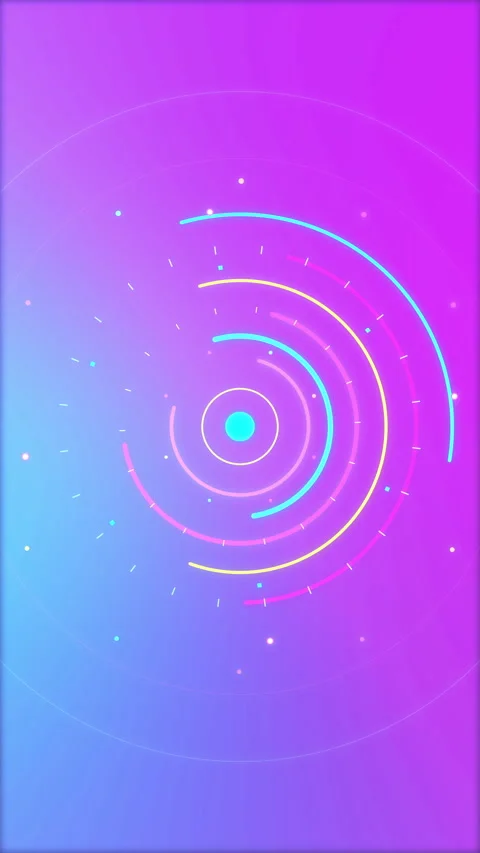 Neon circle and ring radar line loop motion graphic on gradient background Stock Footage 346738744