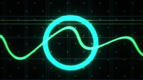 Neon circle and wave technology graphic. Stock Footage 340035946