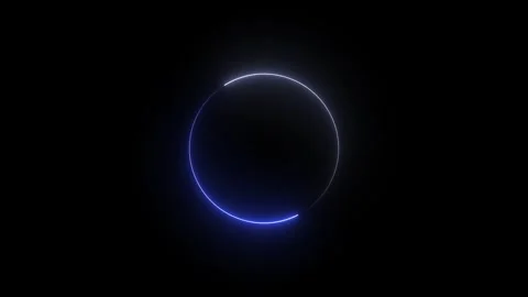 Neon circle animation with blue and white. Neon circle abstract glowing rin.. Stock Footage 337615977