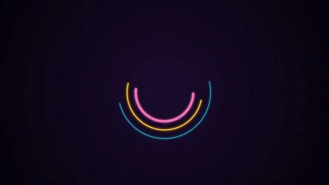 Neon circle animation featuring glowing colorful rings rotating Stock-Footage 345860183