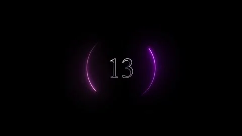 Neon circle animation with purple number thirteen. Neon circle glowing digi.. Stock Footage 337616104