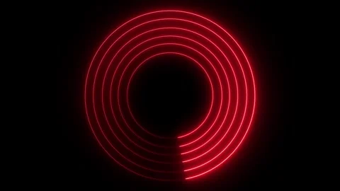 Neon circle animation video on black background .circle frame Loop and glowin Stock Footage 301044291