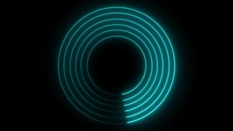 Neon circle animation video on black background .circle frame Loop and glowin Stock Footage 301044340