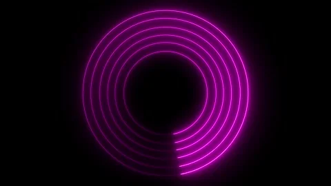 Neon circle animation video on black background .circle frame Loop and glowin Stock Footage 301044341