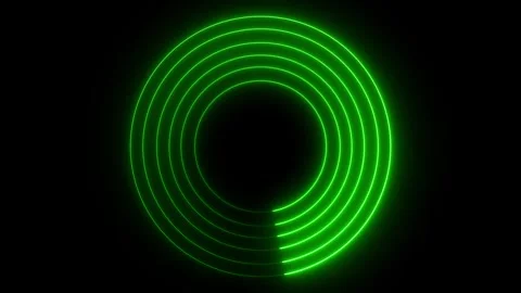 Neon circle animation video on black background .circle frame Loop and glowin Stock Footage 301044342