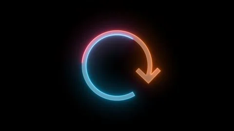 Neon circle arrow loading icon brown cyan color glowing animation Stock Footage 266227299