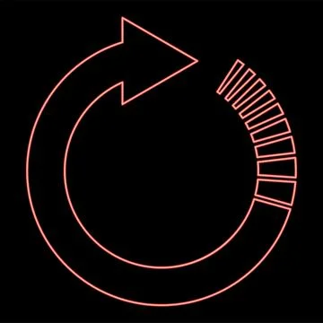 Neon circle arrow with tail effect Circular arrows Refresh update concept r.. Illustrazione stock