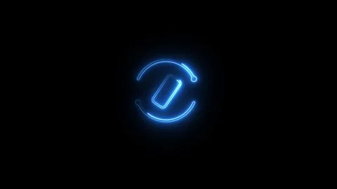 Neon circle arrow with update restore icon animated video Stock Footage 291427403