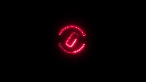 Neon circle arrow with update restore icon animated video Stock Footage 291427434