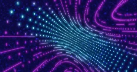 Neon Circle background with data tunnel. Fluorescent Ultraviolet lights ed an 스톡 일러스트