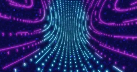 Neon Circle background with data tunnel. Fluorescent Ultraviolet lights ed an 스톡 일러스트