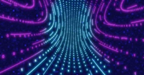 Neon Circle background with data tunnel. Fluorescent Ultraviolet lights ed an 스톡 일러스트