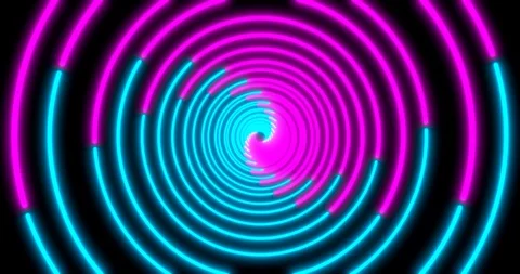 Neon Circle background with LED Fluorescent tunnel. Ultraviolet abstract blue Stock Footage 121512777