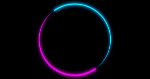 Neon Circle background with LED frame screens. Fluorescent abstract blue, purple Stock Footage 121062806