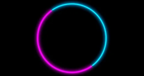 Neon Circle background with LED frame screens. Fluorescent abstract blue, purple Stock Footage 121156639