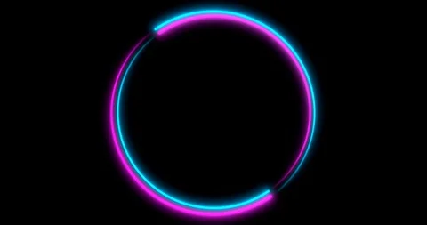 Neon Circle background with LED frame screens. Fluorescent abstract blue, purple Stock Footage 121260717