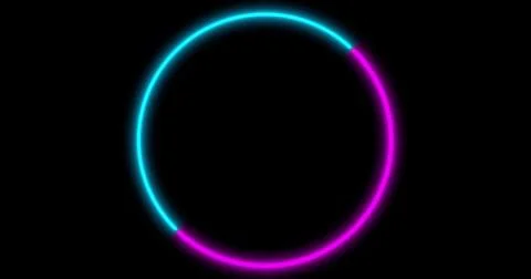 Neon Circle background with LED frame screens. Fluorescent abstract blue, pur Stock-Illustration