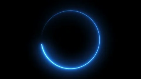 Neon circle on black background. Charging and loading animation. Futuristic Video stock 225618953
