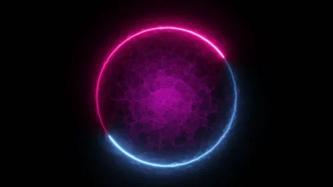 Neon circle with energy field inside Video stock 139619784