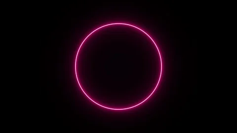 Neon circle frame animation video ,neon circle frame glowing on black backg.. Stock Footage 301041744