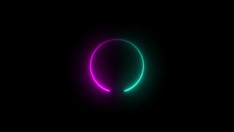 Neon circle frame on blue background. Multicolor circle Icon background, Sh.. Stock Footage 310578401