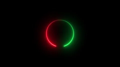 Neon circle frame on blue background. Multicolor circle Icon background, Sh.. Stock Footage 310578434