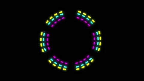 Neon circle frame made of colourful dashes. Abstract animation Stock Footage 142481723