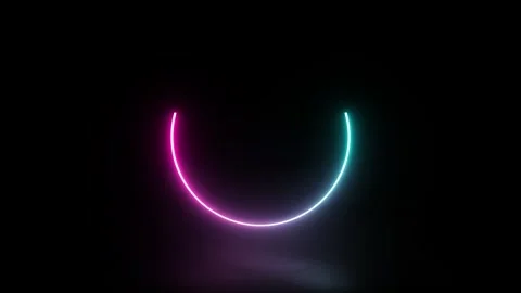 Neon circle frame rotating with gradient pink and blue light on black background Stock Footage 337352581