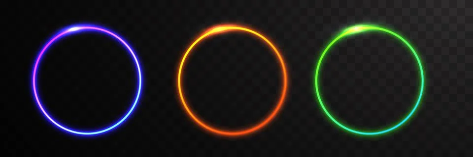 Neon circle frame set. Stock Illustration
