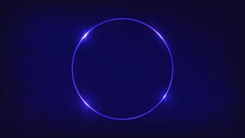 Neon circle frame with shining effects Stock Illustration