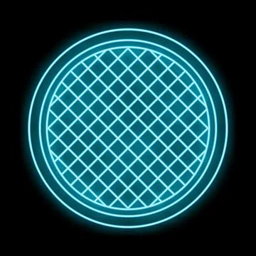 Neon circle with glowing grid pattern on black background 스톡 일러스트