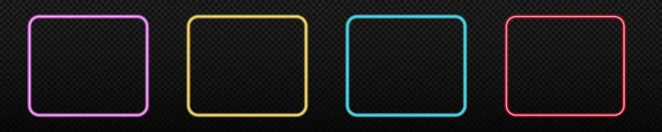 Neon circle glowing ring. Round transparent colored neon vector frame Stock Illustration