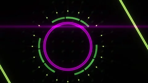 Neon circle with green accents technology. Stock Footage 340036003