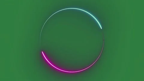 A neon circle on green background and green screen animated chromakey Video stock 335068252