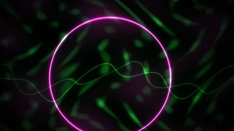 Neon circle green light trails background. Stock Footage 340035999