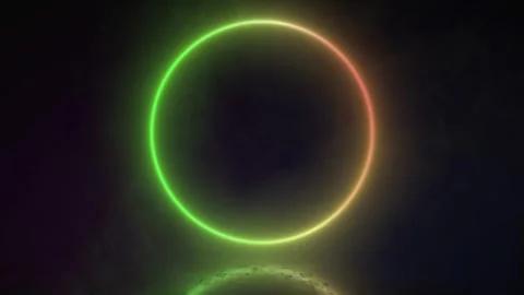 Neon circle illuminate frame design loop. Abstract cosmic vibrant color circle Stock Footage 242429200